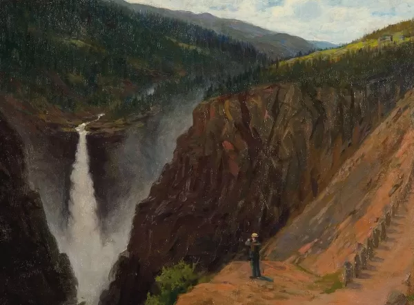 Prism Path Gicl E Print From Vesterheim'S Collections - Landscape With Rjukan Waterfall By Herbjorn Gausta New